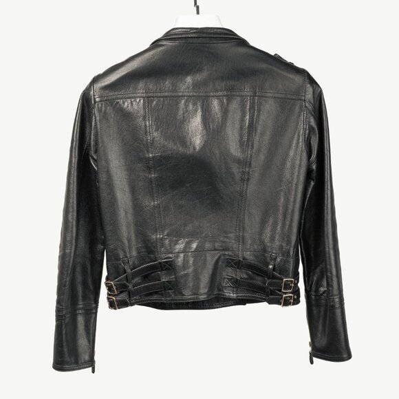 Gucci Black Leather Double-Breasted Moto Jacket - Picture 2 of 13